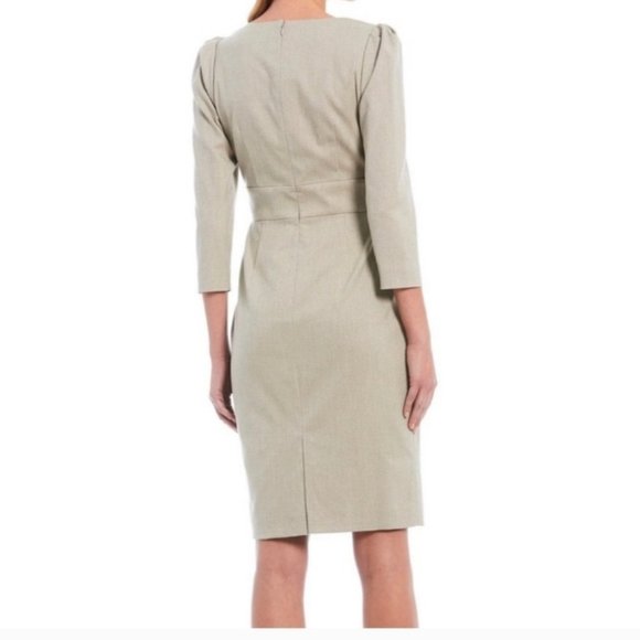 Antonio Melani Dhara V Neck Stretch Sheath Dress Beige Natural size 12 - Picture 2 of 12